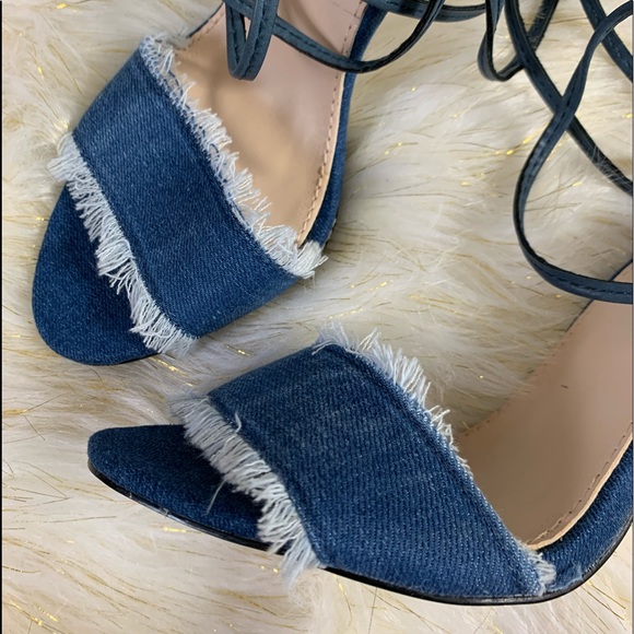 🌻Wrap Around Denim Heels🌻 - Picture 1 of 5